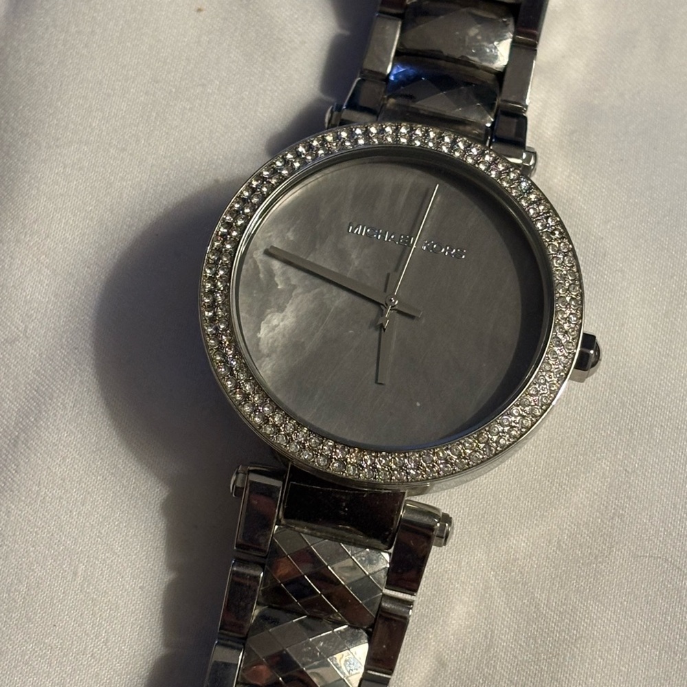 Michael Kors Silver Crystal-Embellished Watch